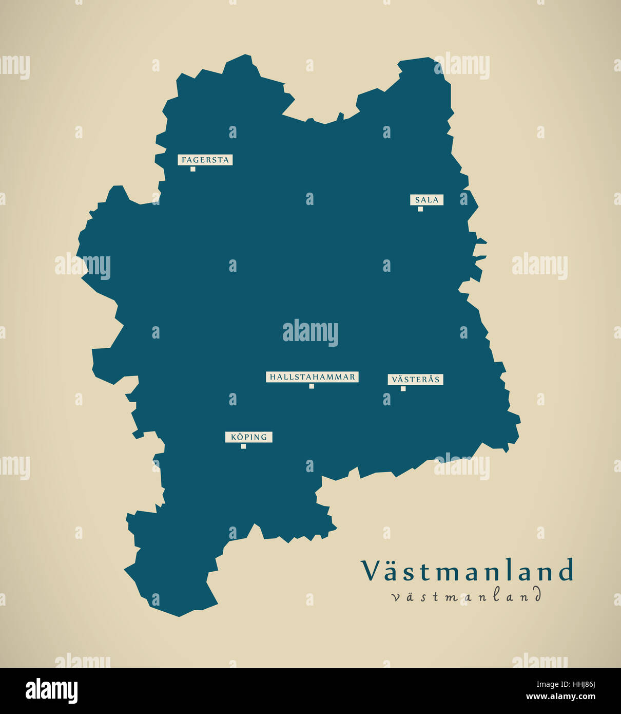 Modern Map - Vastmanland Sweden SE illustration Stock Photo