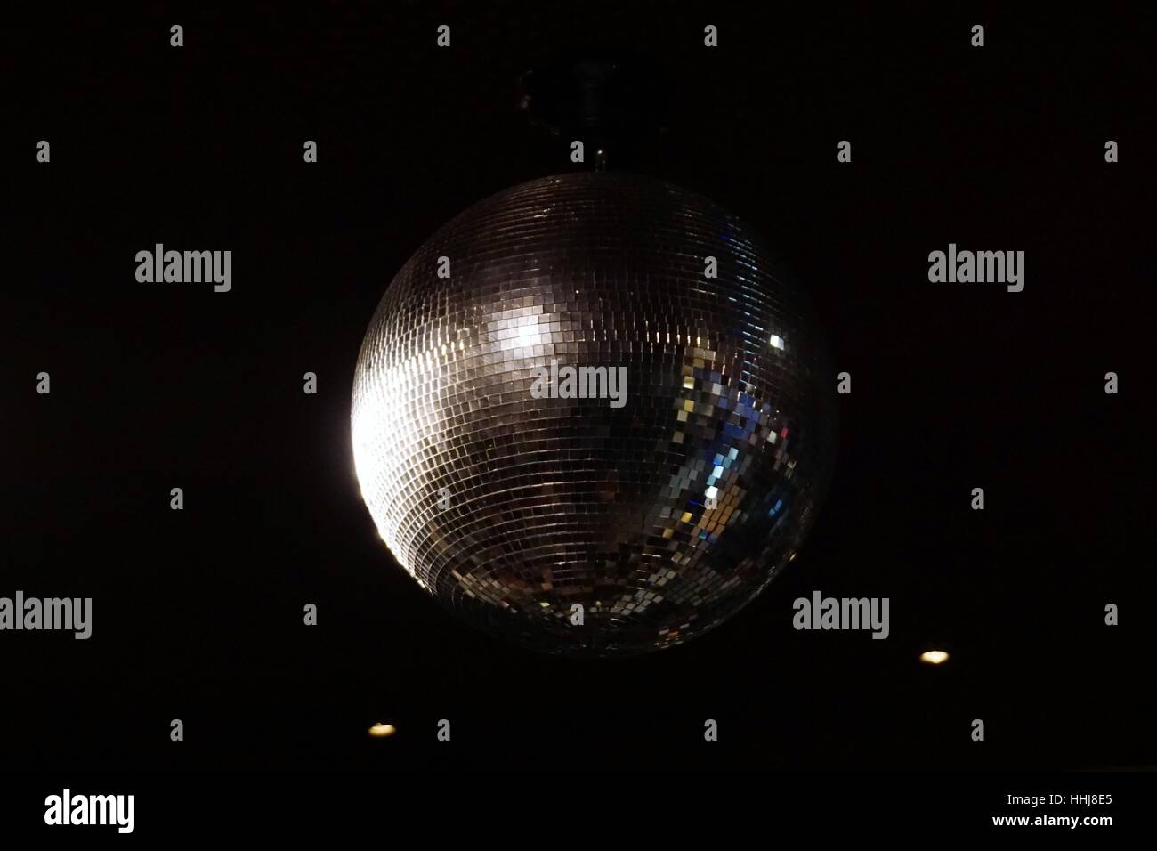 Glitter Ball with Reflections on the Left Side Stock Photo