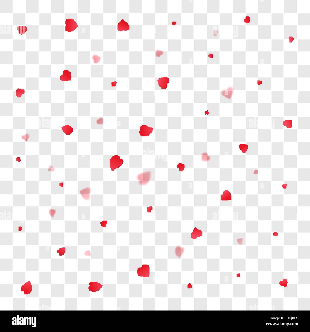 Valentines petals hearts confetti falling on isolated background Stock