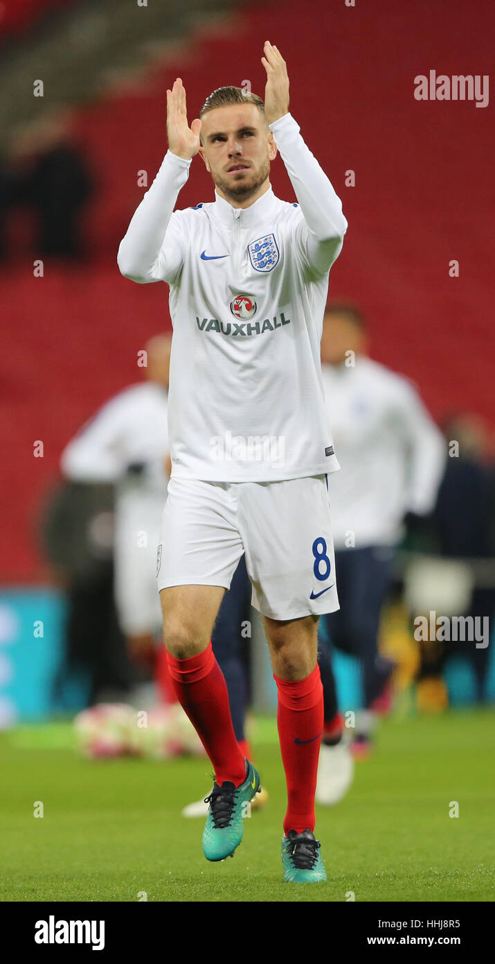 Jordan Henderson during the FIFA World Cup Qualifier match between England and Scotland at Wembley Stadium in London. EDITORIAL USE ONLY ©Telephoto Images Stock Photo