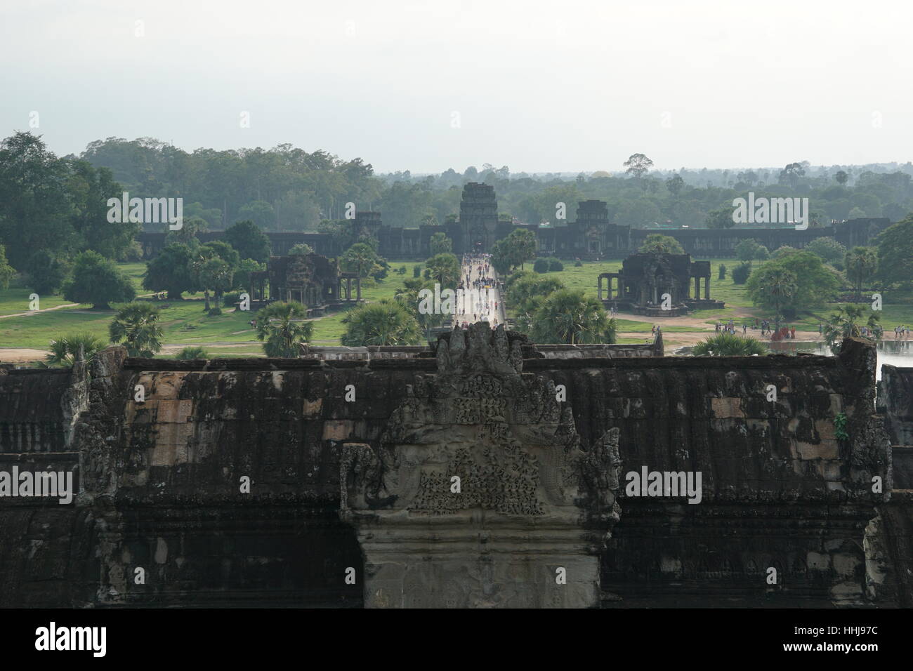 Angkor Wat Grounds and Surrounding Area from Inside Angkor Wat, Cambodia Stock Photo