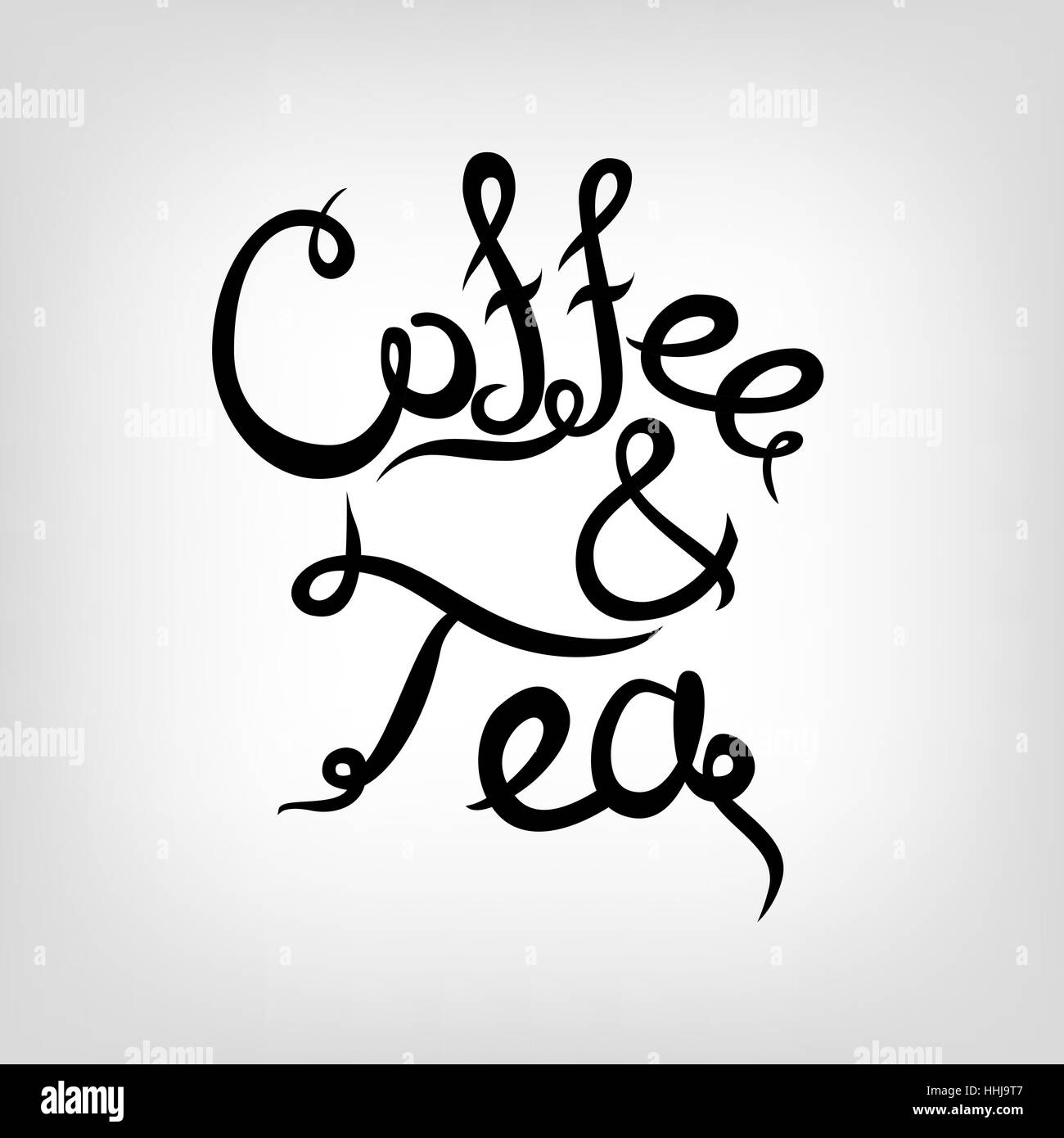 Vector Handdrawn cute Lettering. Coffee and tea Stock Vector Image