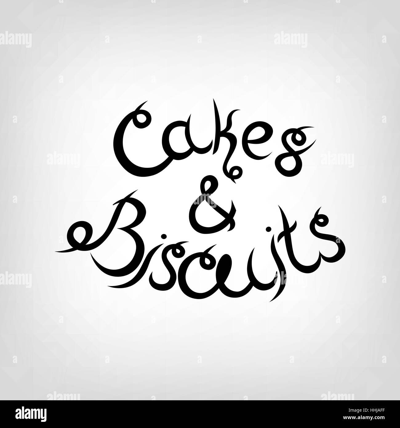 Vector Hand-drawn cute Lettering. Cakes and Biscuits. Black letters. Stock Vector