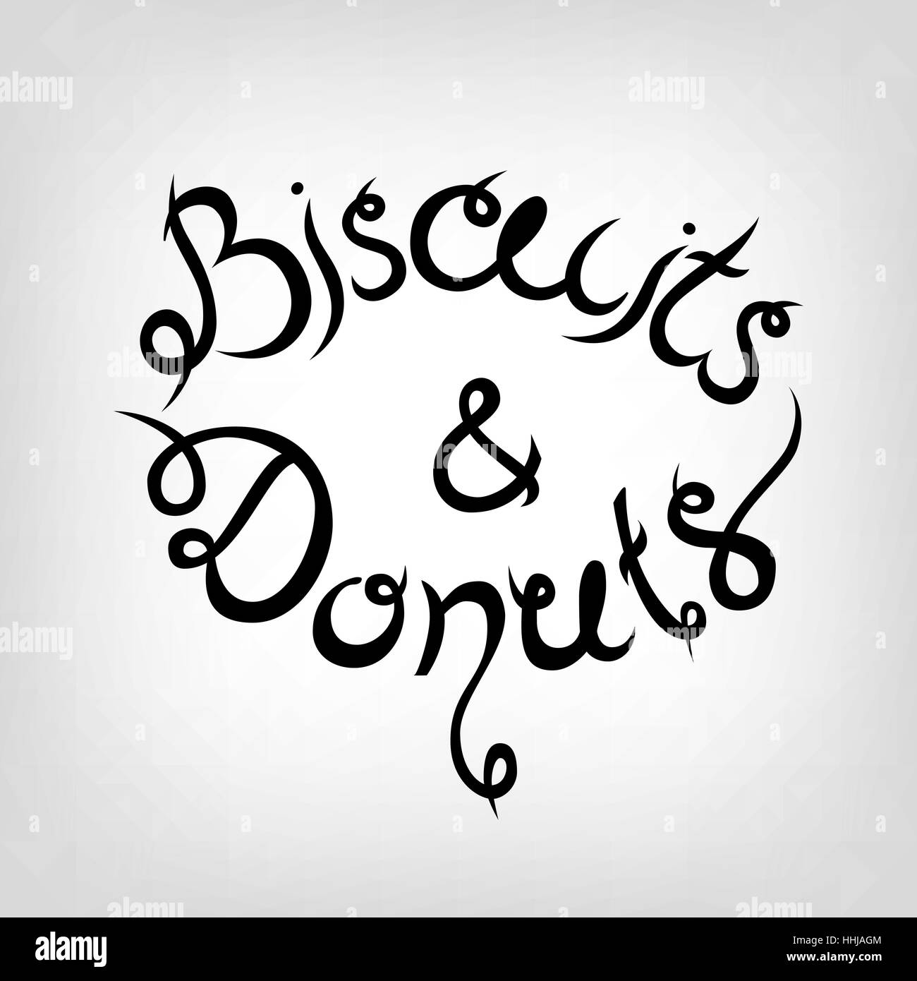 Vector Hand-drawn cute Lettering. Biscuits and Donuts. Black letters. Stock Vector