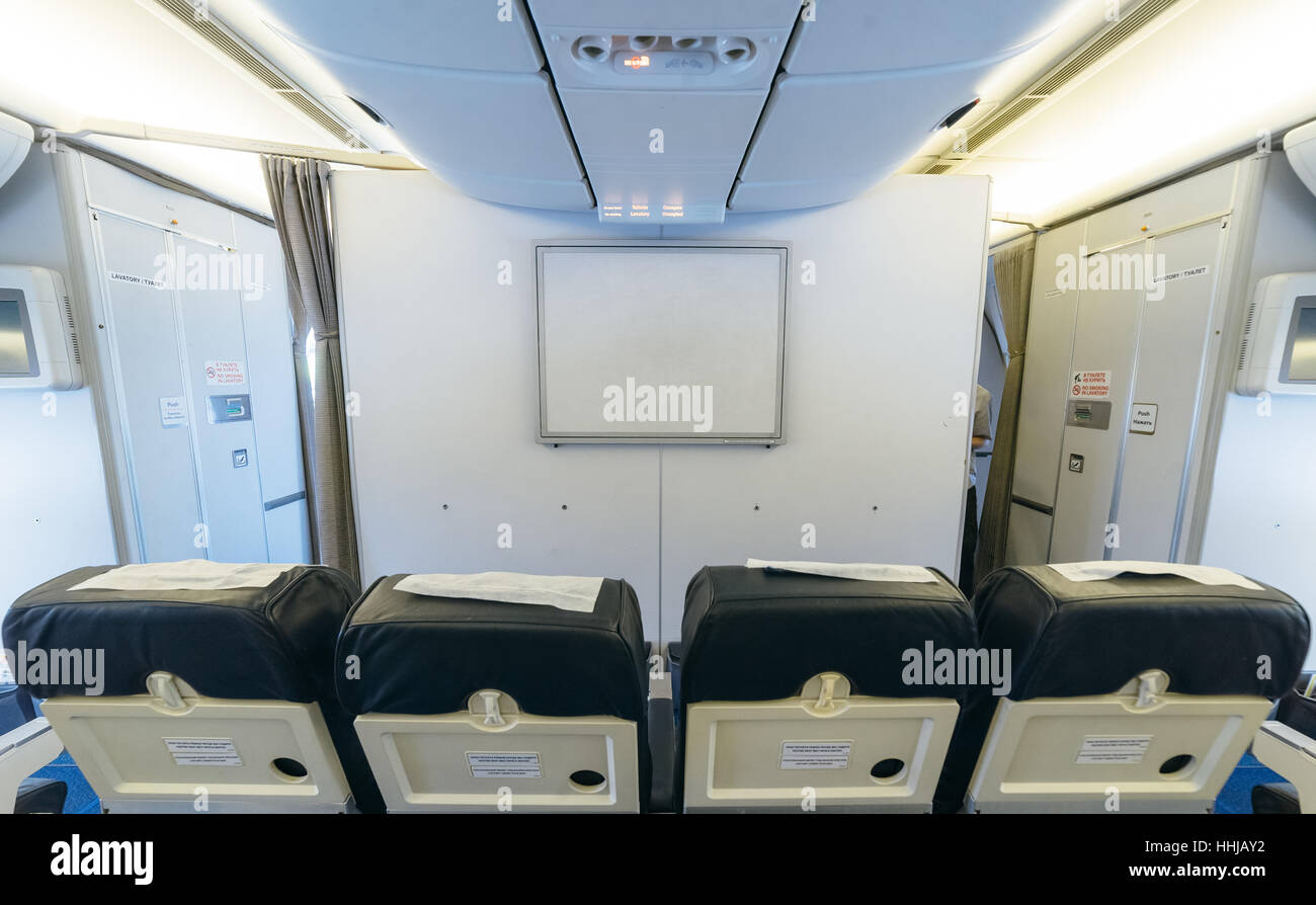 Boeing 767 Inside The Cabin View On The Screen From The Side Of