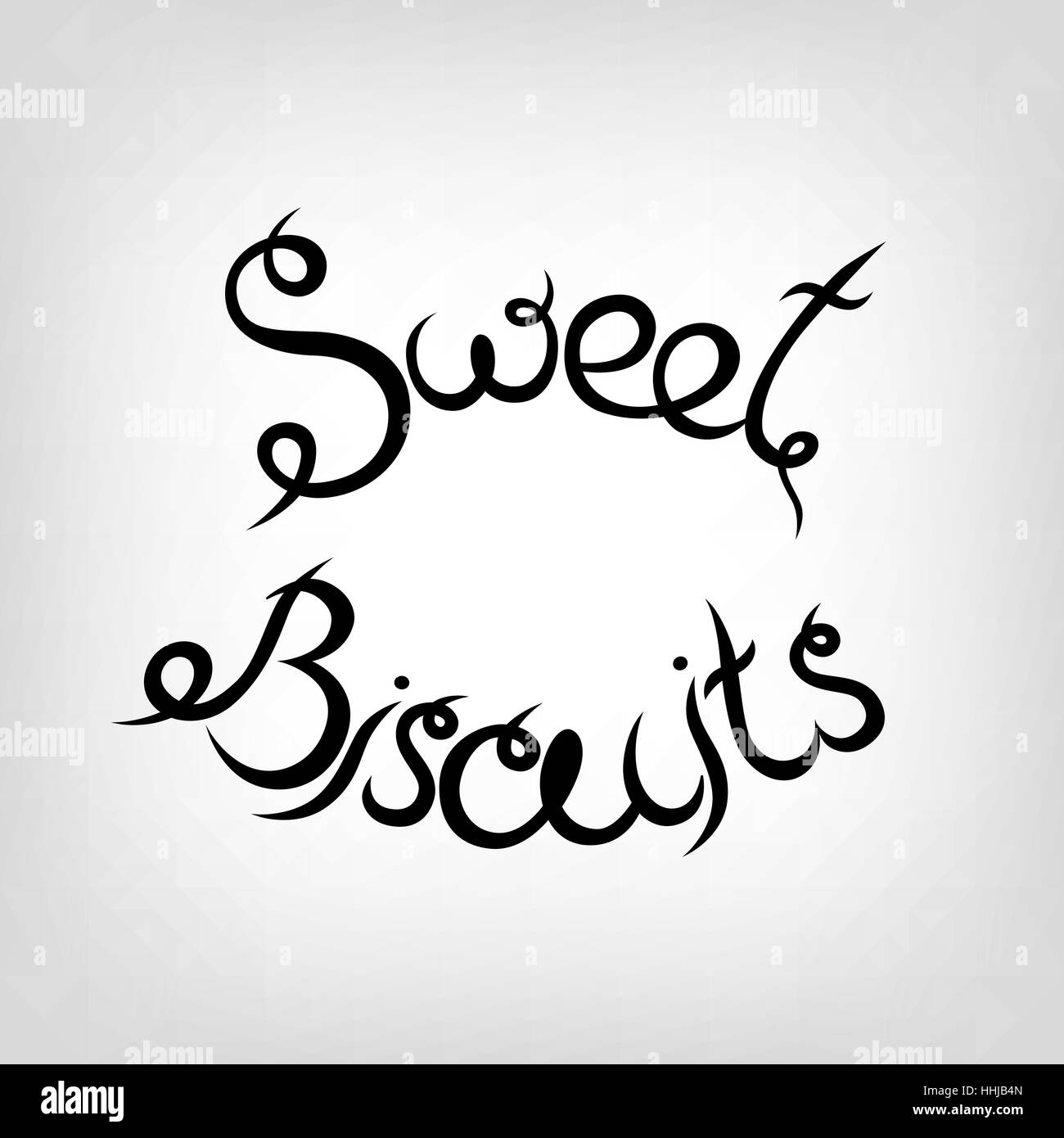 Vector Hand-drawn cute Lettering. Sweet Biscuits. Black letters. Stock Vector