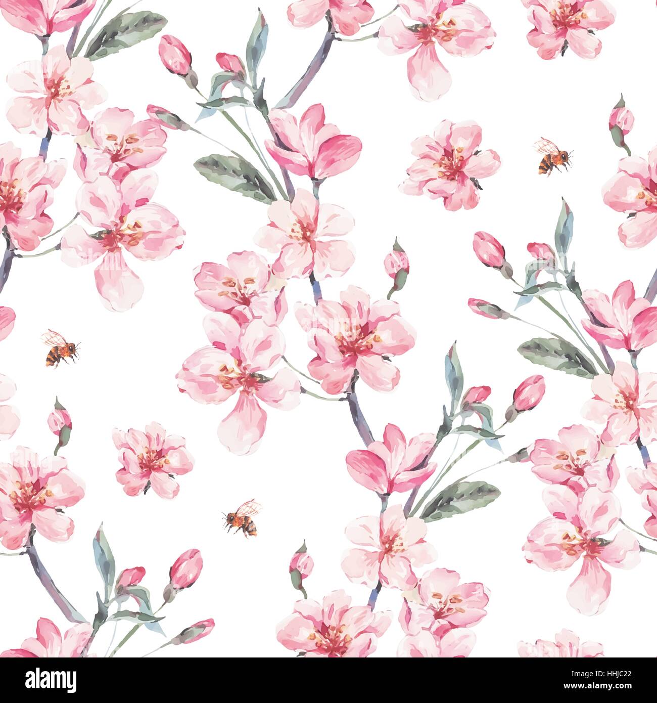 Vintage garden vector spring seamless background Stock Vector Image ...