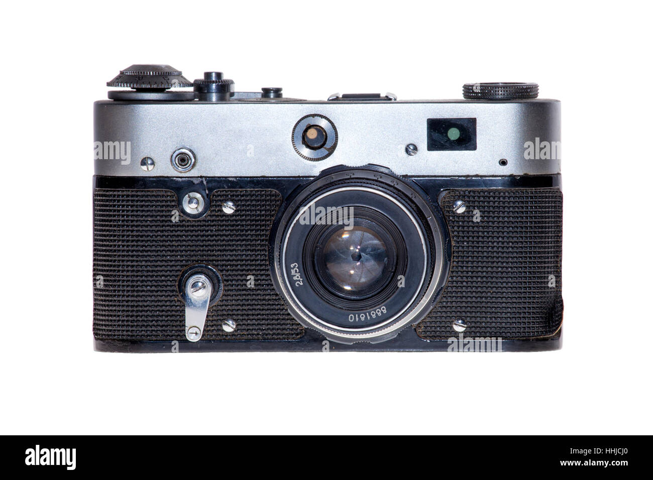 vintage analogue film camera isolated background Stock Photo