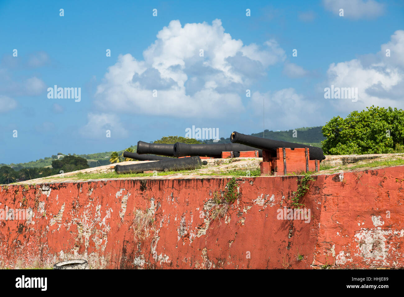 Old red fort on the Caribbean island of St Croix Stock Photo