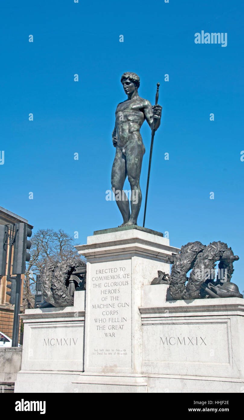 Statue of David Commemorating the Dead of the Machine Gun Corps in Hyde Park Corner, London
