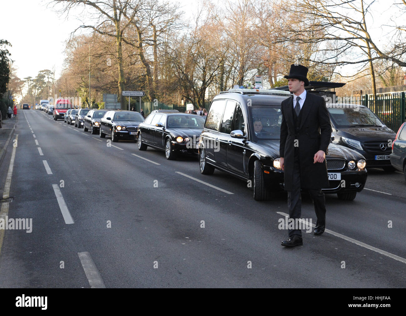 A hearse carrying the coffin of Status Quo guitarist Rick Parfitt