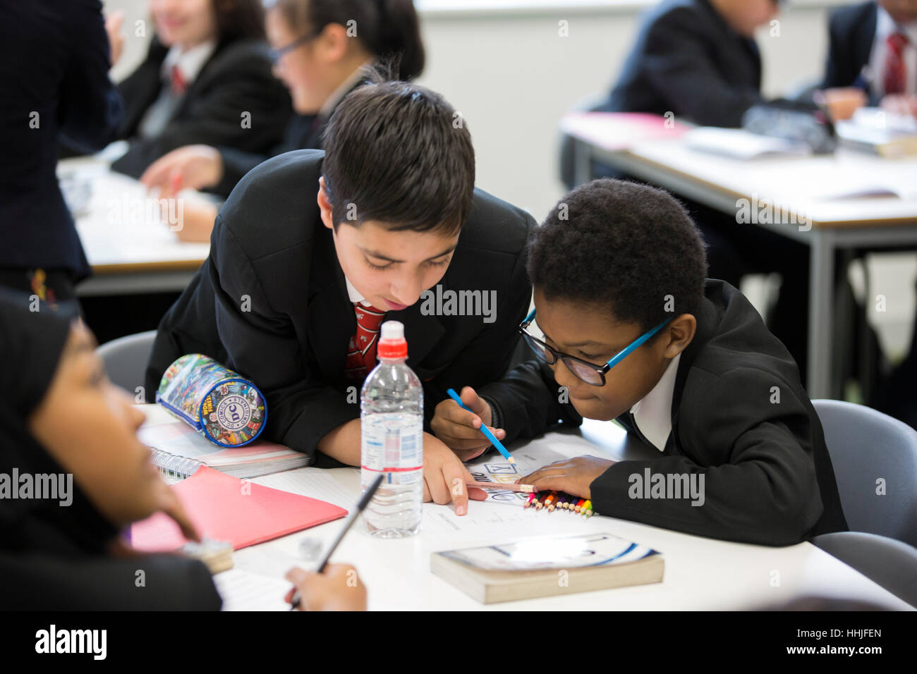 A lesson at the University of Birmingham School. The secondary school was set up by Birmingham University. Stock Photo