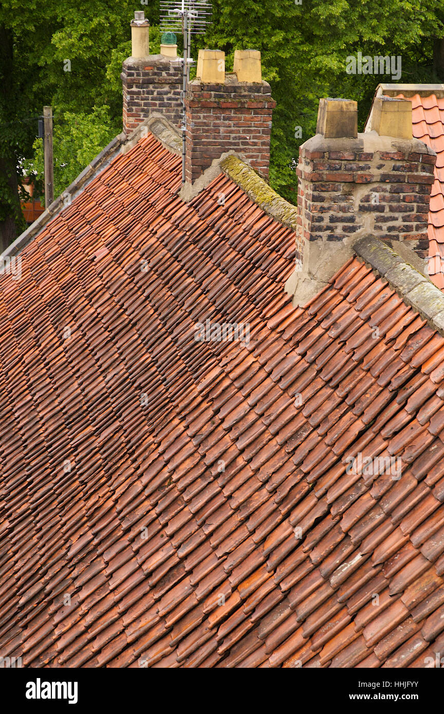 Rooftops, tiles and chimneys in Pickering, North Yorkshire, England