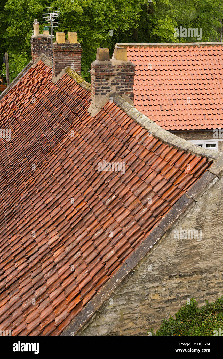 Rooftops, tiles and chimneys in Pickering, North Yorkshire, England