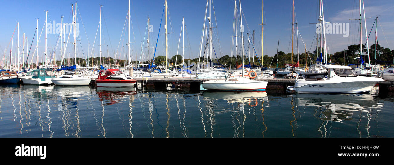 Sailing Boats in Lymington Harbour, Lymington market town, Hampshire county, England, UK. Stock Photo