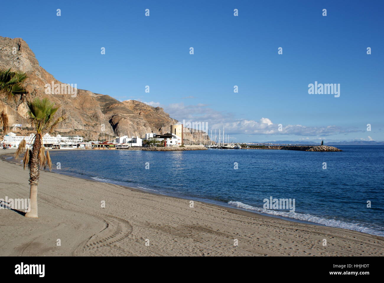 Aguadulce beach and marina, Almeria province, Andalucia, Spain Stock Photo