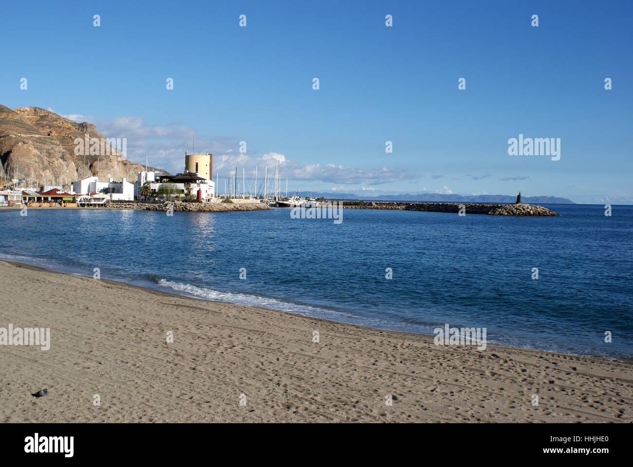 Aguadulce beach and marina, Almeria province, Andalusia, Spain Stock Photo