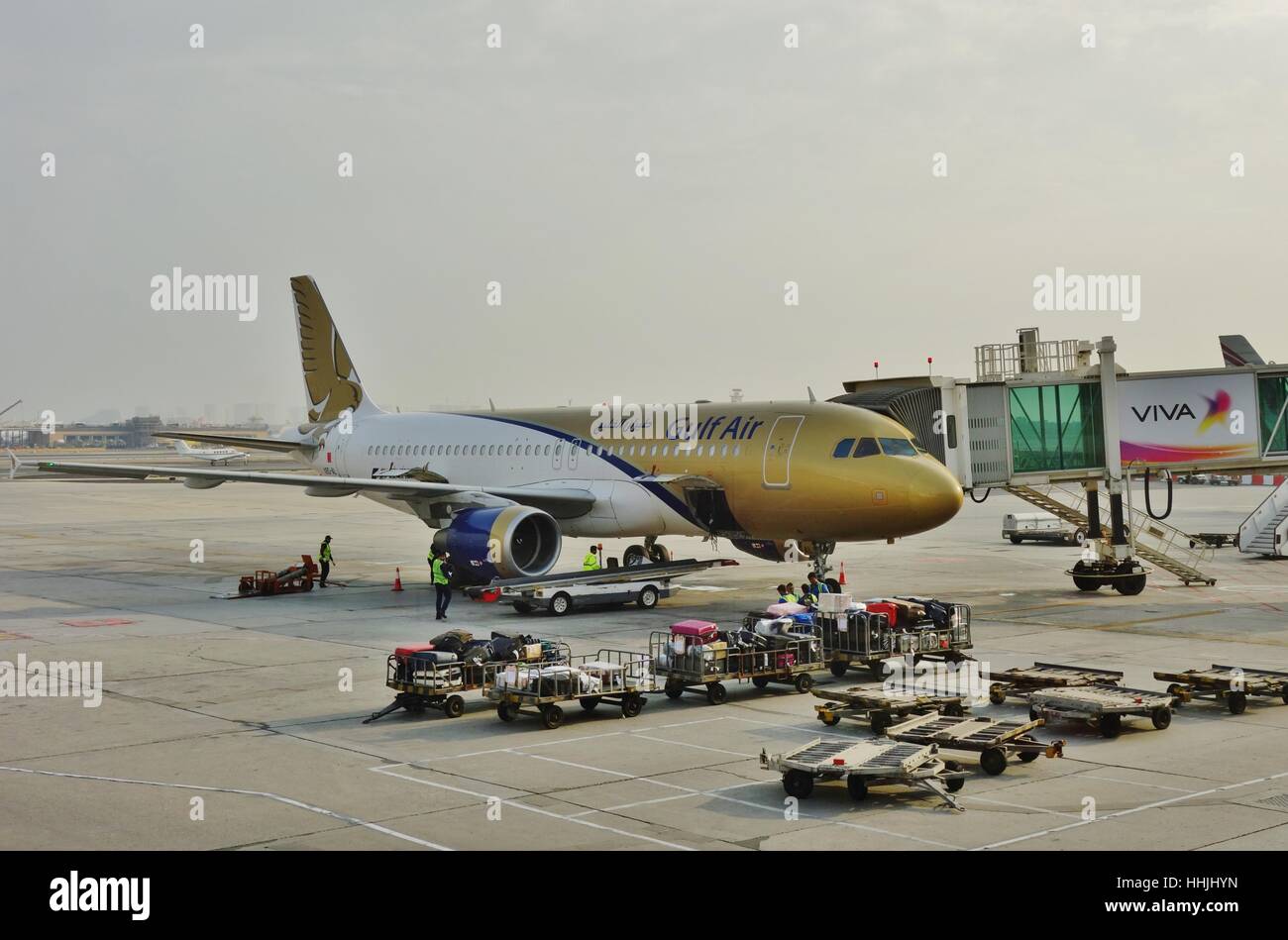 The Bahrain International Airport (BAH) near Manama, the capital of Bahrain. It is a hub for national carrier Gulf Air (GF). Stock Photo