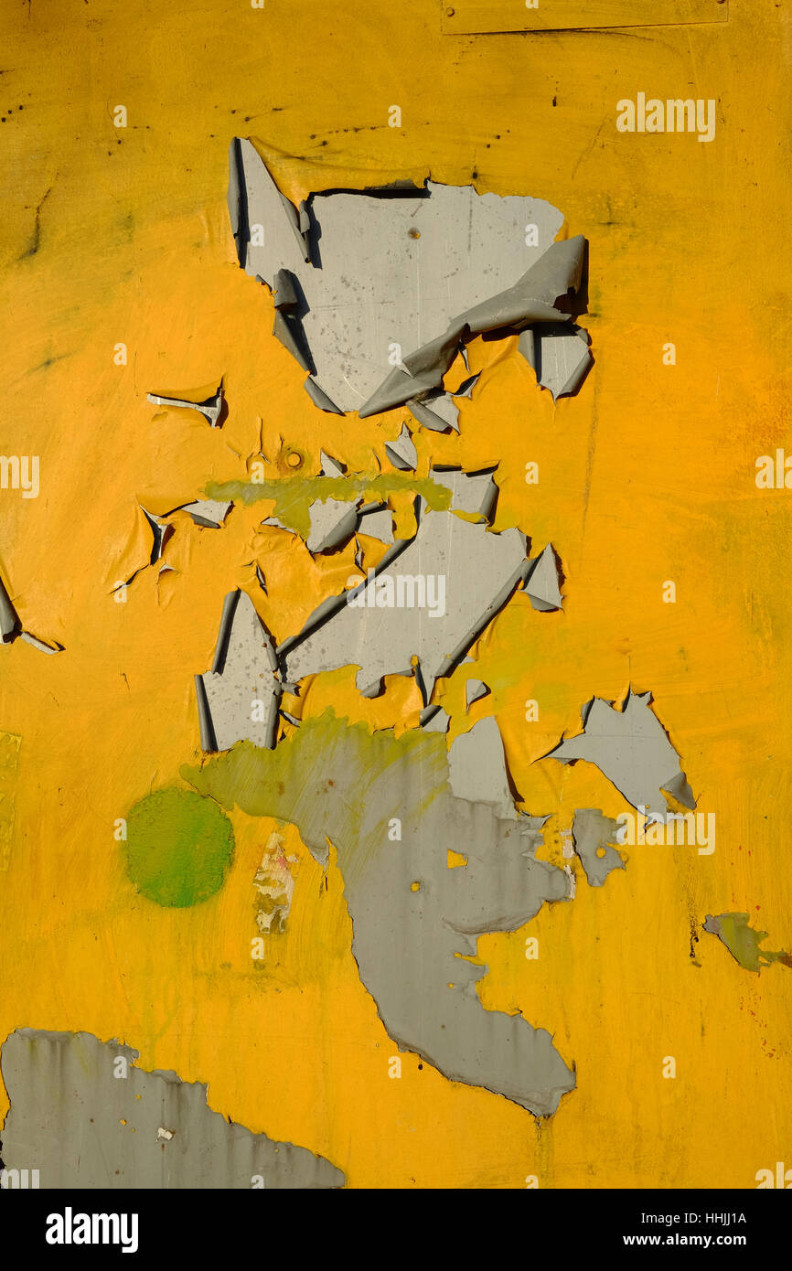 peeling yellow paint Stock Photo
