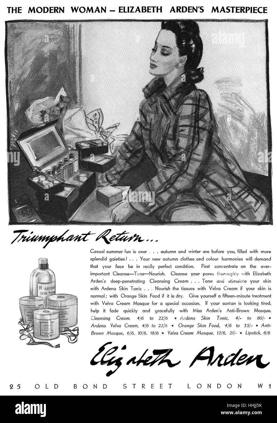 1939 British advertisement for Elizabeth Arden Stock Photo