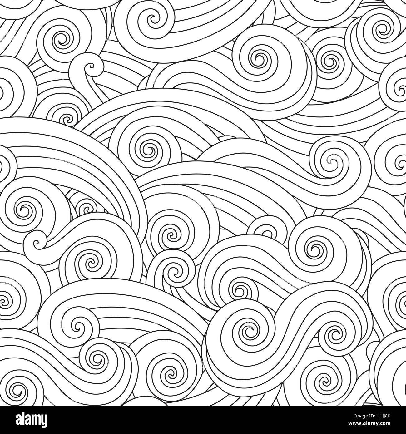 Sea wave seamless pattern isolated on white background Stock Vector ...