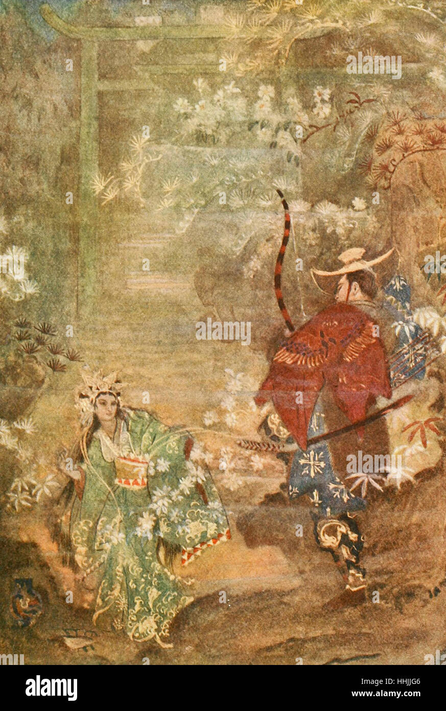 古い釈迦蓮花伊万里焼大鉢/手描色絵有田瀬戸唐津/洋画風日本画