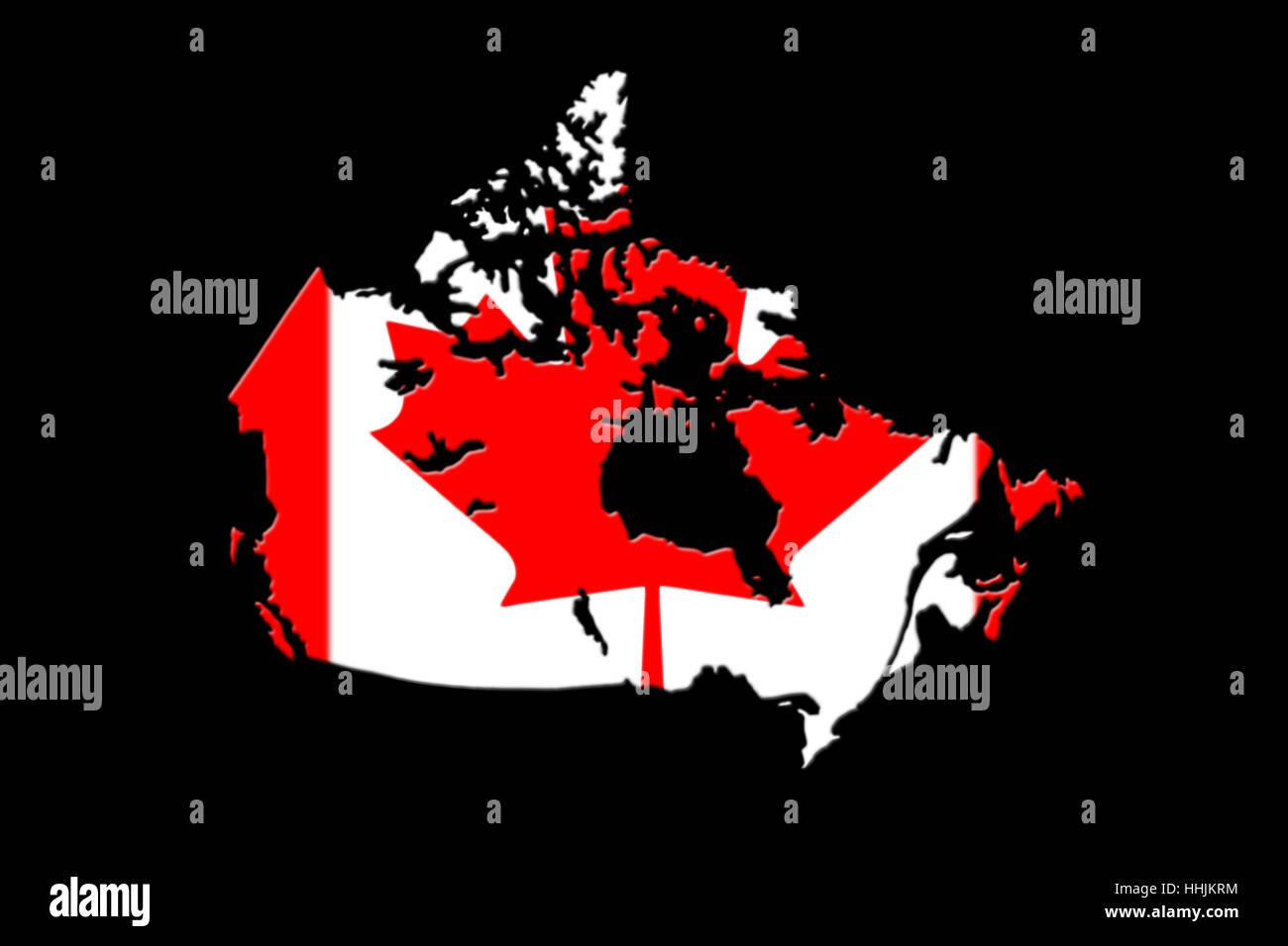 Canadian Map With National Flag On It On Black Background 3D Rendering ...
