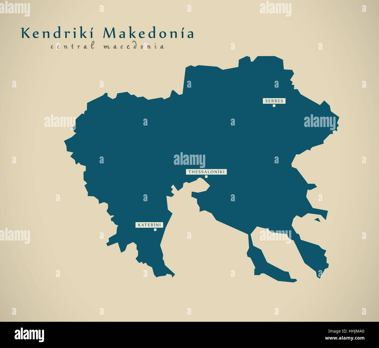 Modern Map - Kendriki Makedonia Greece GR illustration Stock Photo