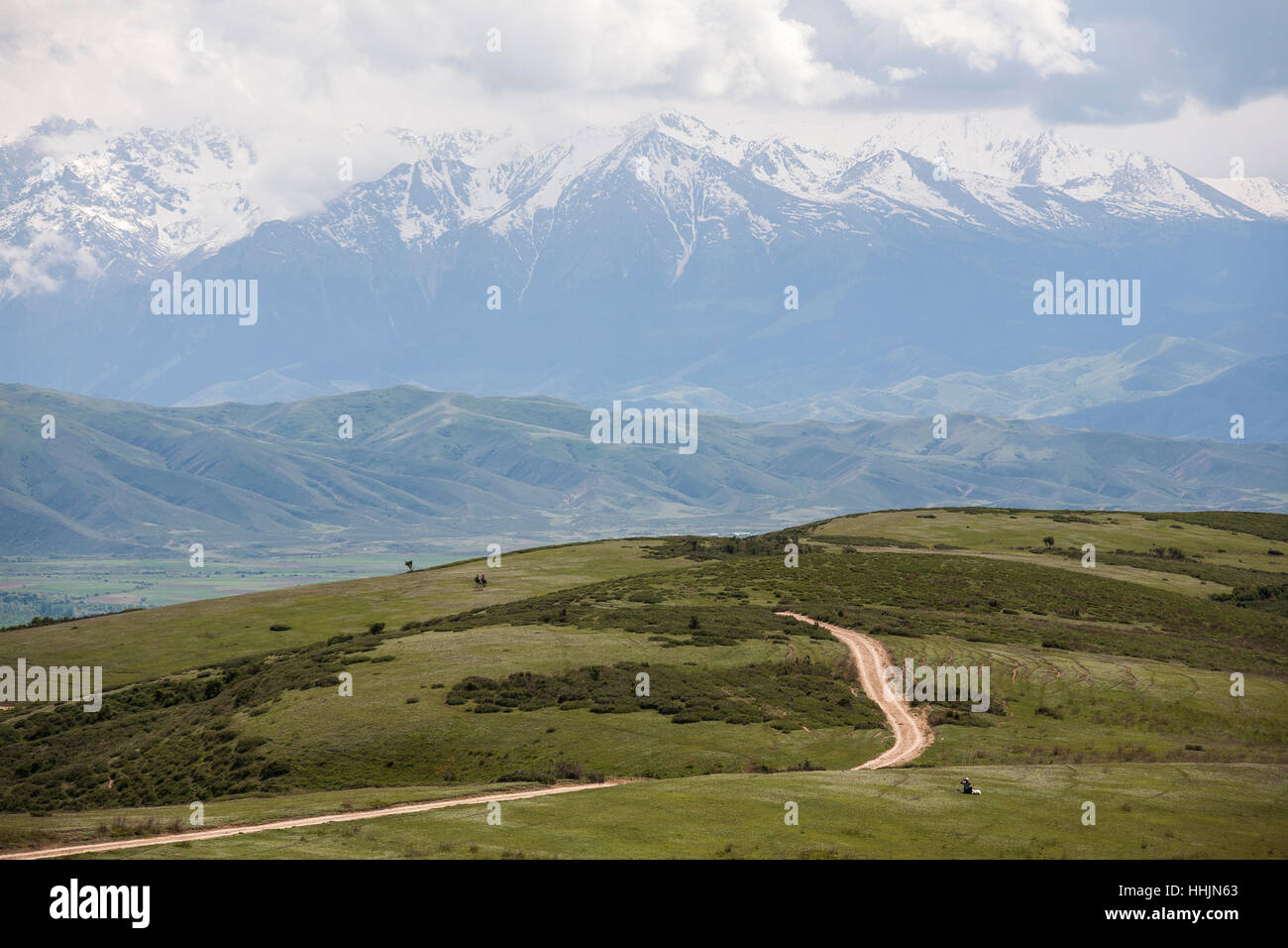 Tien shan mountains to the south of lake Issyk Kul in Kyrgyzstan, Central Asia Stock Photo