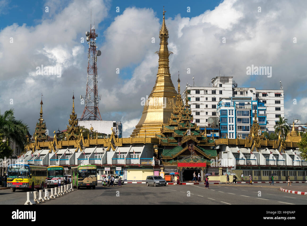 Sule Pagoda in Yangon  or Rangoon, Myanmar, Asia Stock Photo