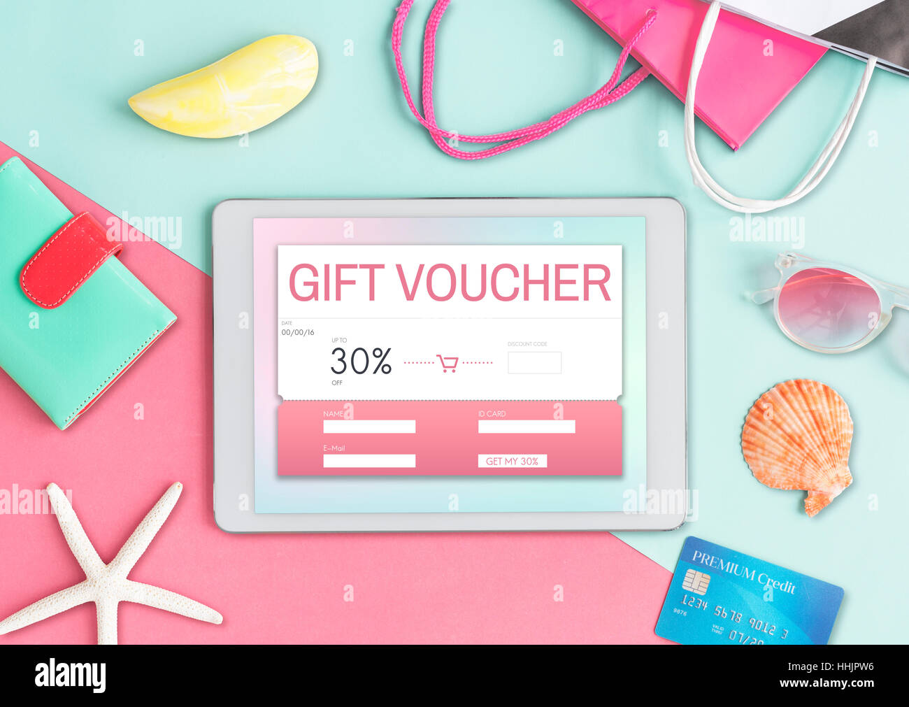 Gift Coupon Voucher Certificate Concept Stock Photo Alamy