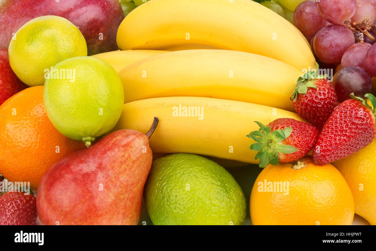 Multicolored background of fruits and berries Stock Photo