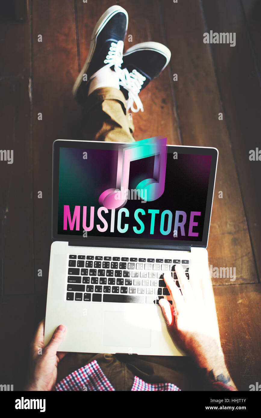 Audio Store Music Note Icon Graphic Concept Stock Photo - Alamy