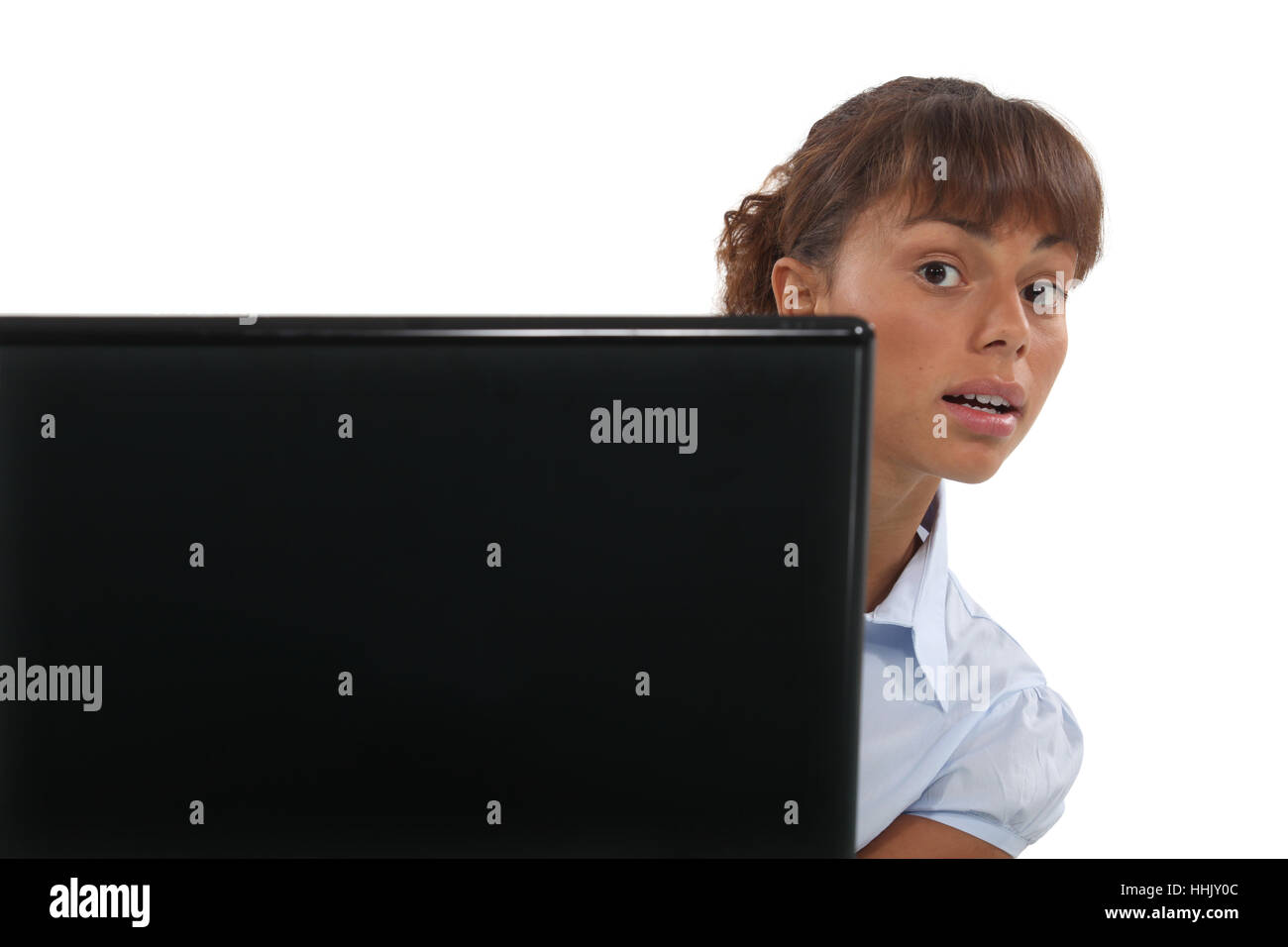 woman, laptop, notebook, computers, computer, isolated, face, skin ...