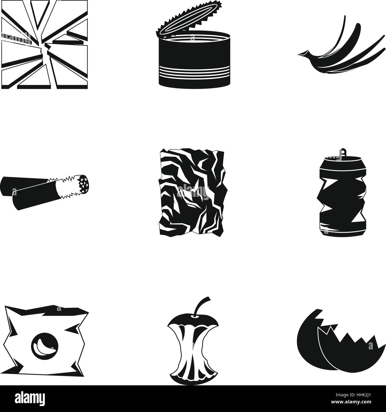 Waste icons set, simple style Stock Vector Image & Art - Alamy