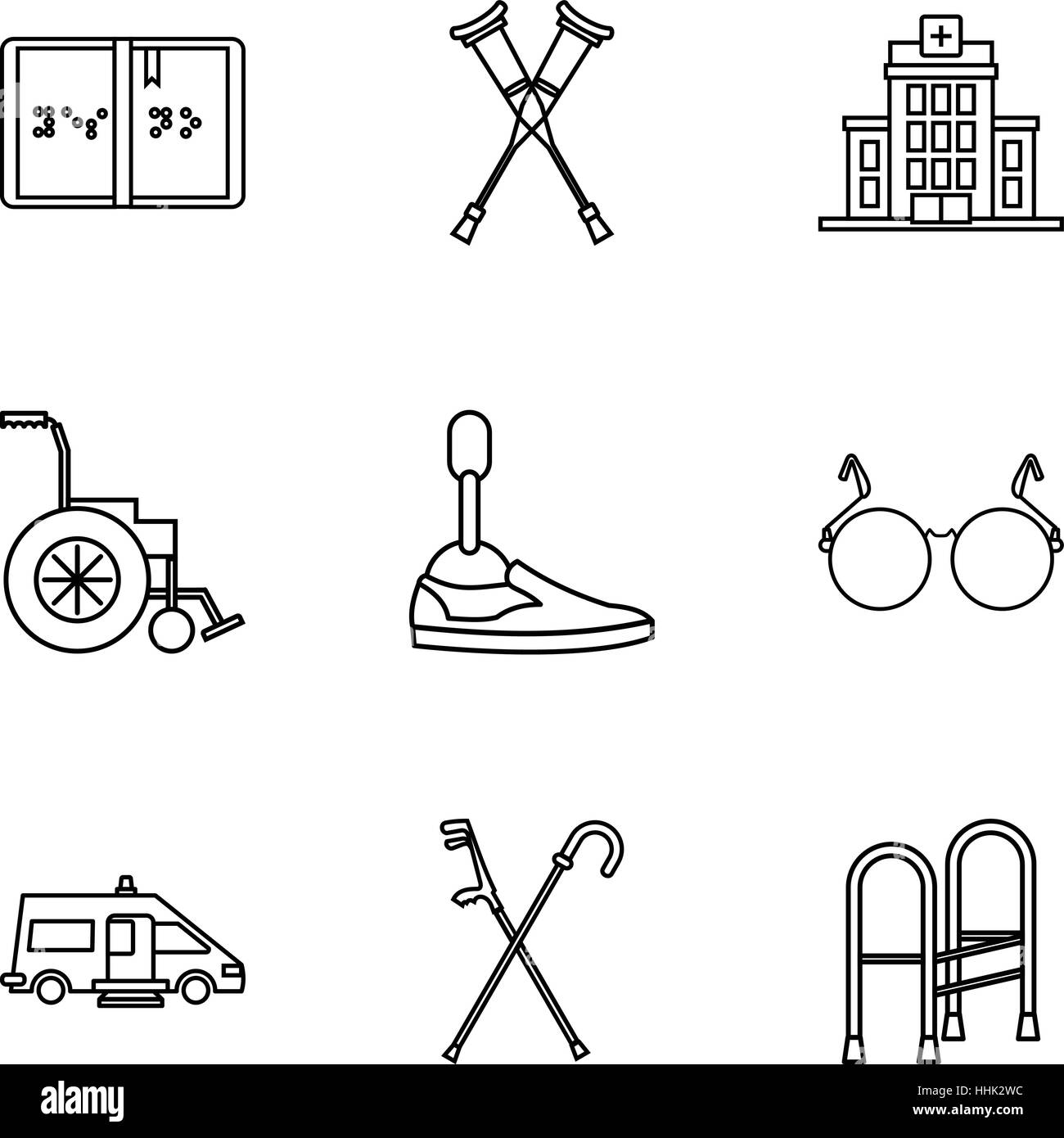Disabled people icons set, outline style Stock Vector Image & Art - Alamy