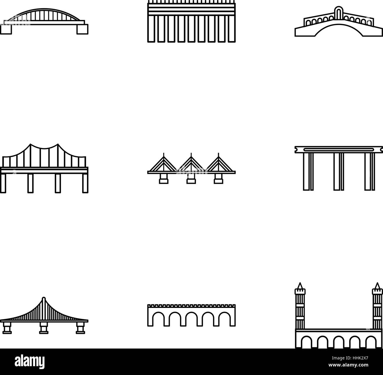 Bridge icons set, outline style Stock Vector Image & Art - Alamy