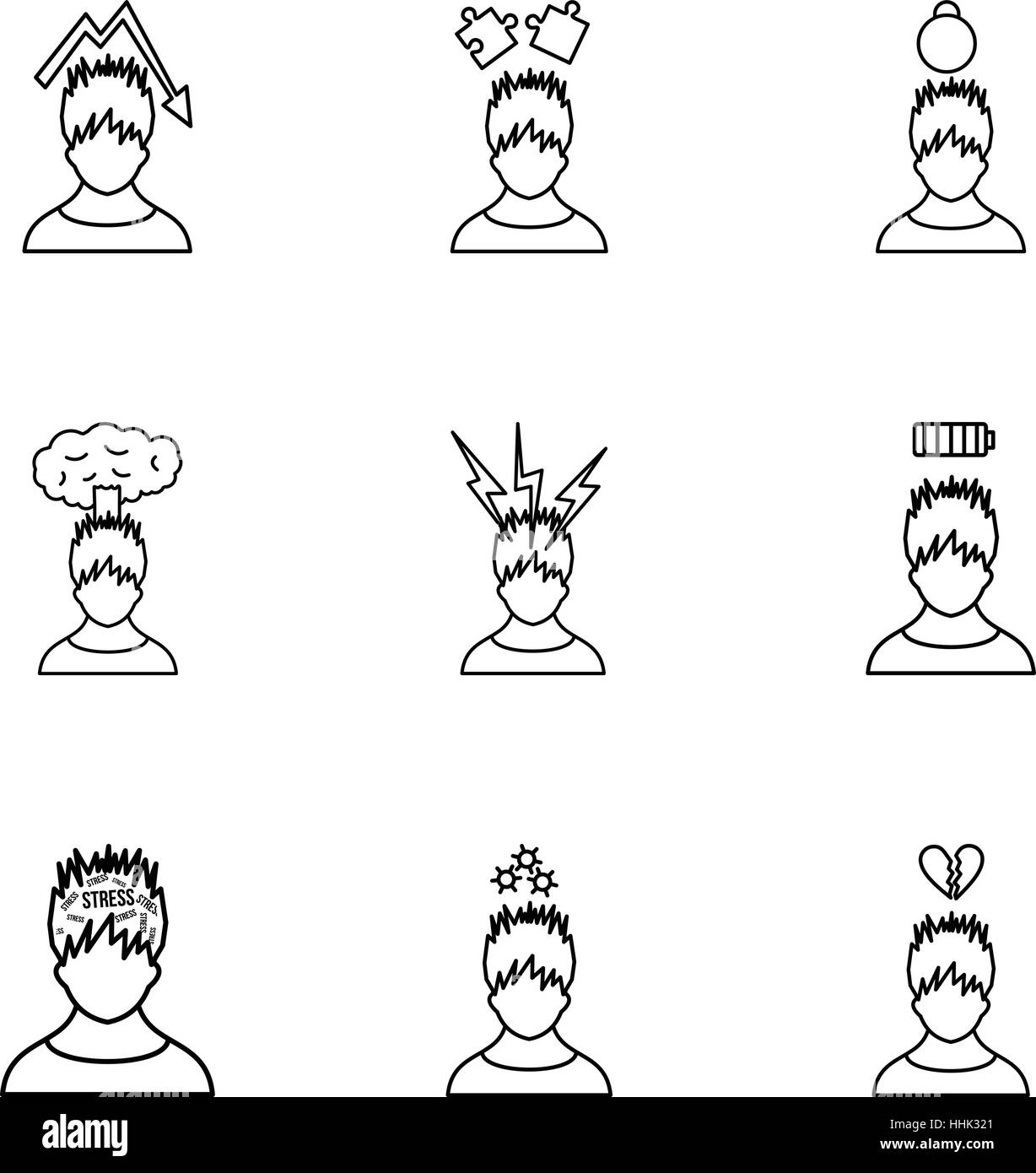 Emotional feelings icons set, outline style Stock Vector Image & Art ...