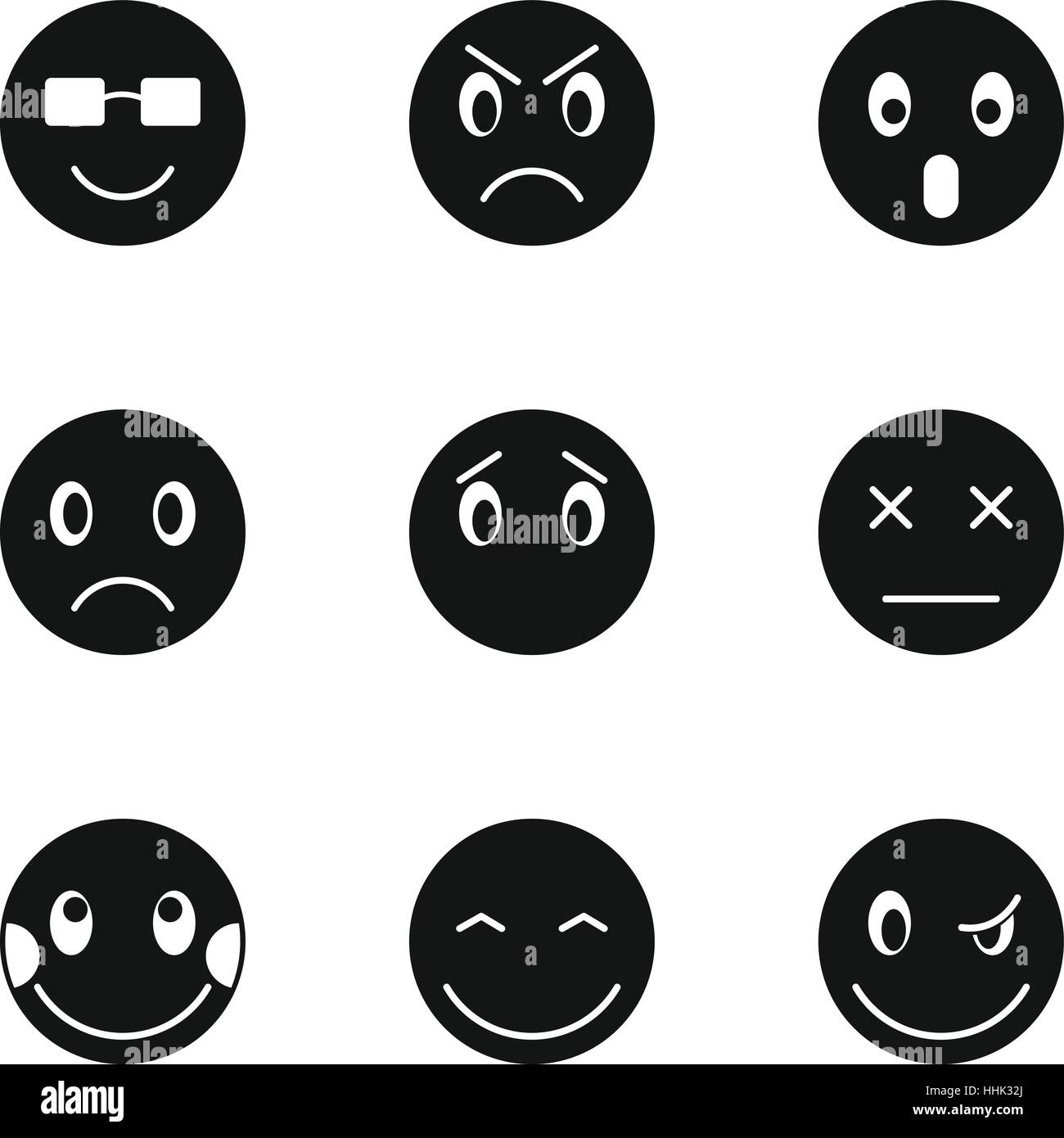 Emoticons icons set, simple style Stock Vector Image & Art - Alamy