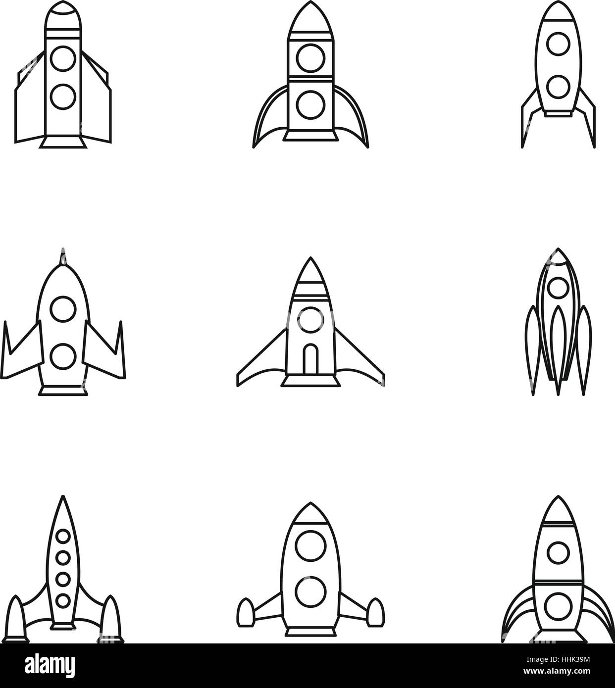 Fast rockets icons set, outline style Stock Vector Image & Art - Alamy