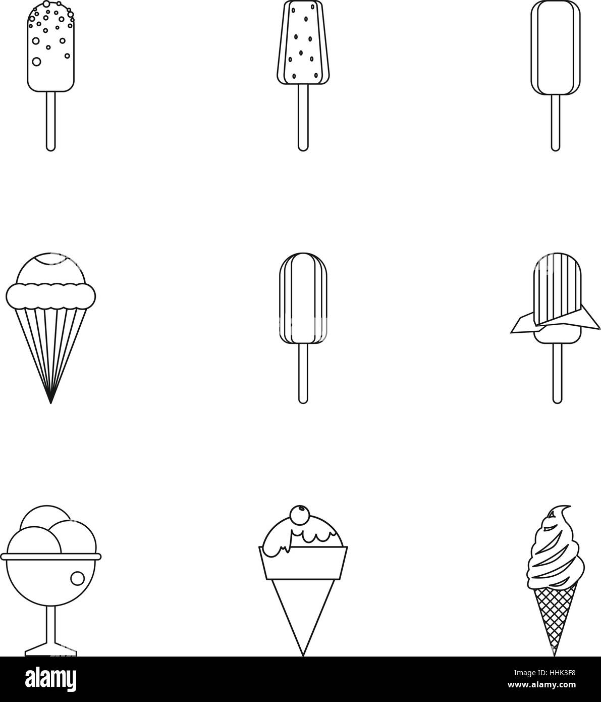 Ice cream icons set, outline style Stock Vector Image & Art - Alamy
