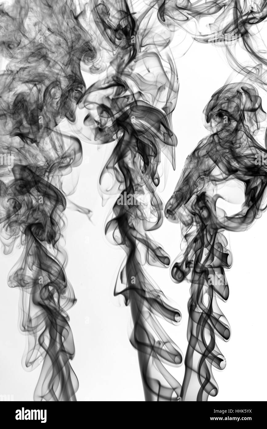 black smoke abstract on white background texture Stock Photo - Alamy