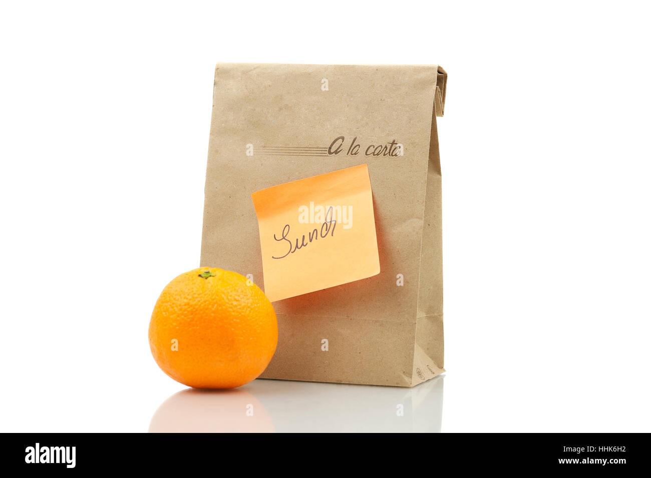 lunch box with orange Stock Photo