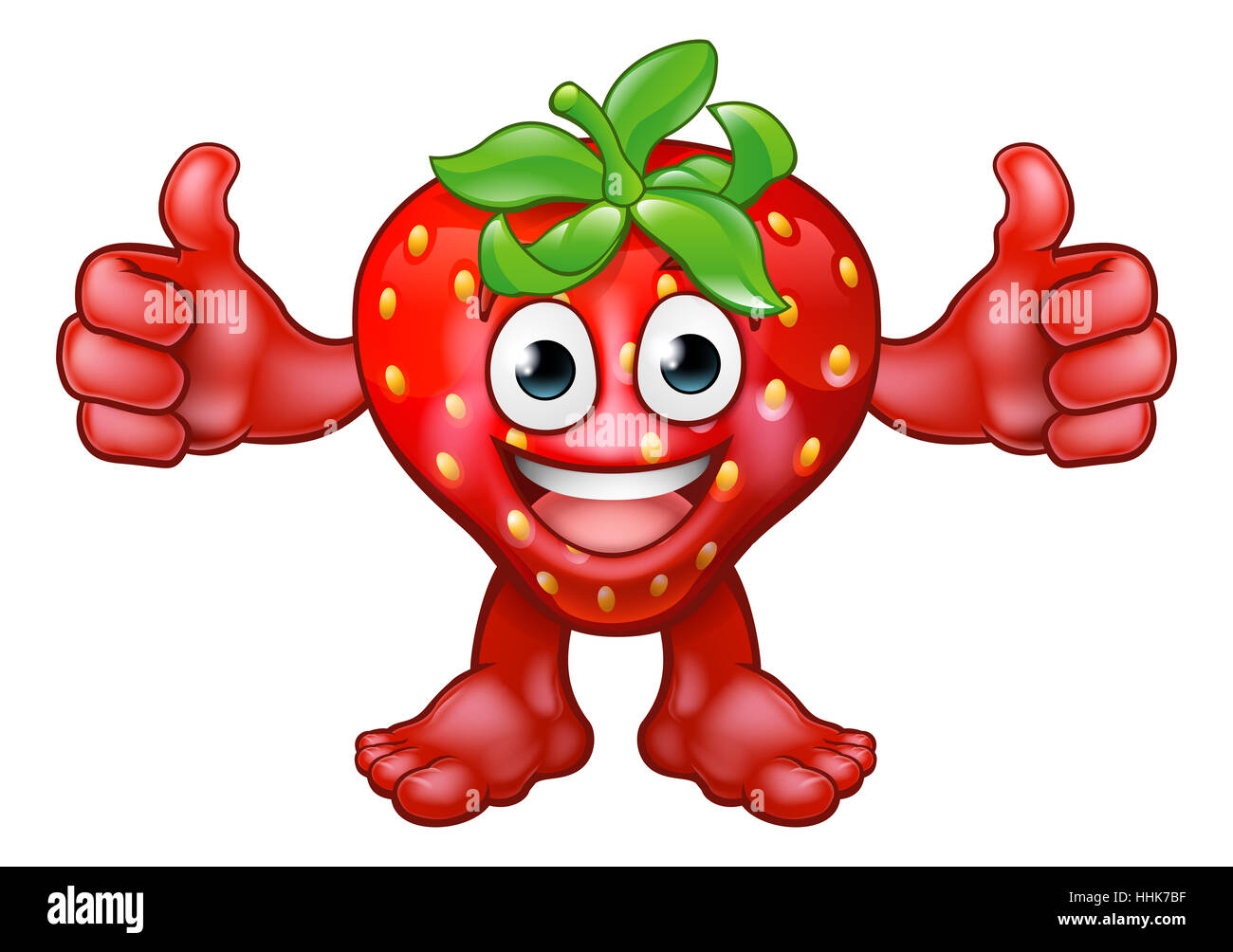 A cartoon strawberry fruit mascot character giving a thumbs up Stock Photo