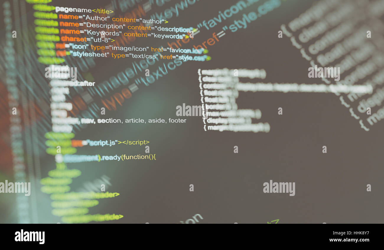 Abstract technology background. Programming web code concept Stock Photo