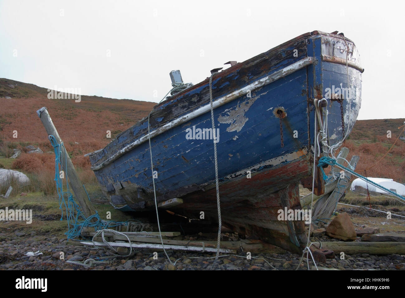 rotten boat at the coast in Scotland Stock Photo