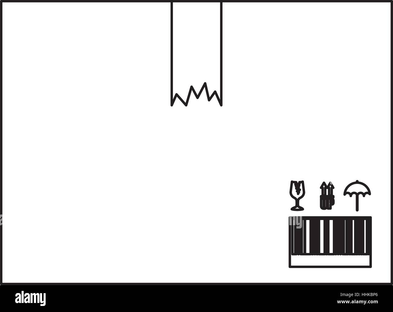 black silhouette box with broken packing tape vector illustration Stock