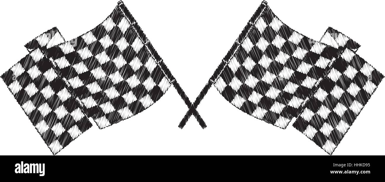 drawing monochrome to striped of racing flags vector illustration Stock ...