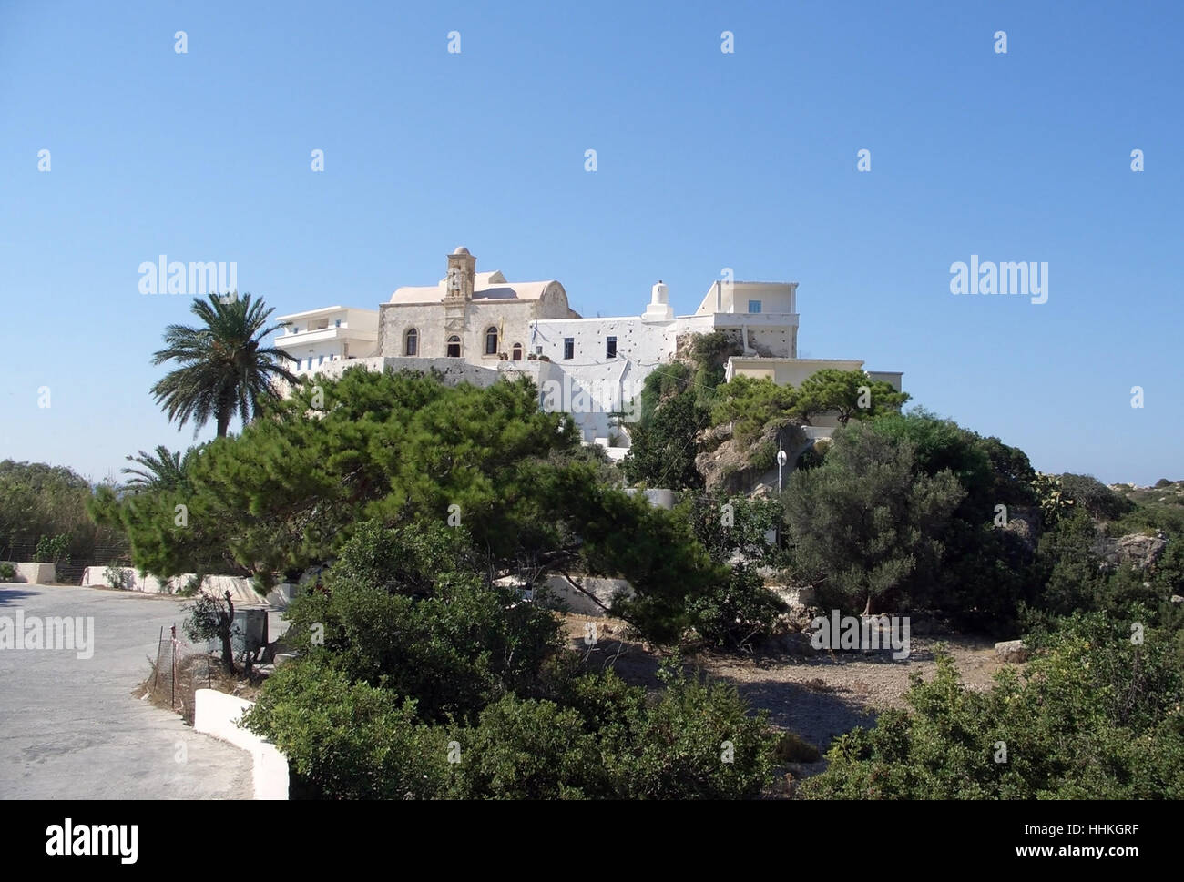 pictoral scenery with the Cloister Hrissoskalitissa at Crete (Greece) on a bright summer day Stock Photo