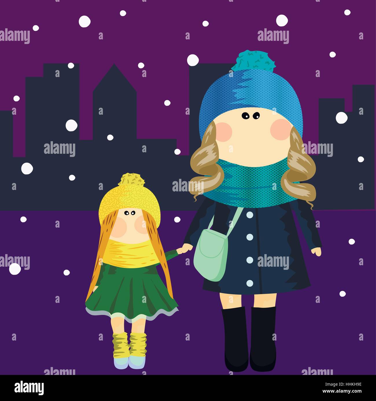 Mother and daughter holding hands Stock Vector Image & Art - Alamy